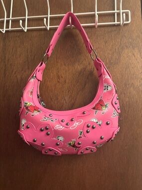 Ed Hardy Pink Studded Hobo Shoulder Bag
